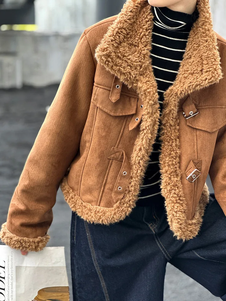 UCXQ винтажное женское пальто с уличным воротником-стойкой уникальная