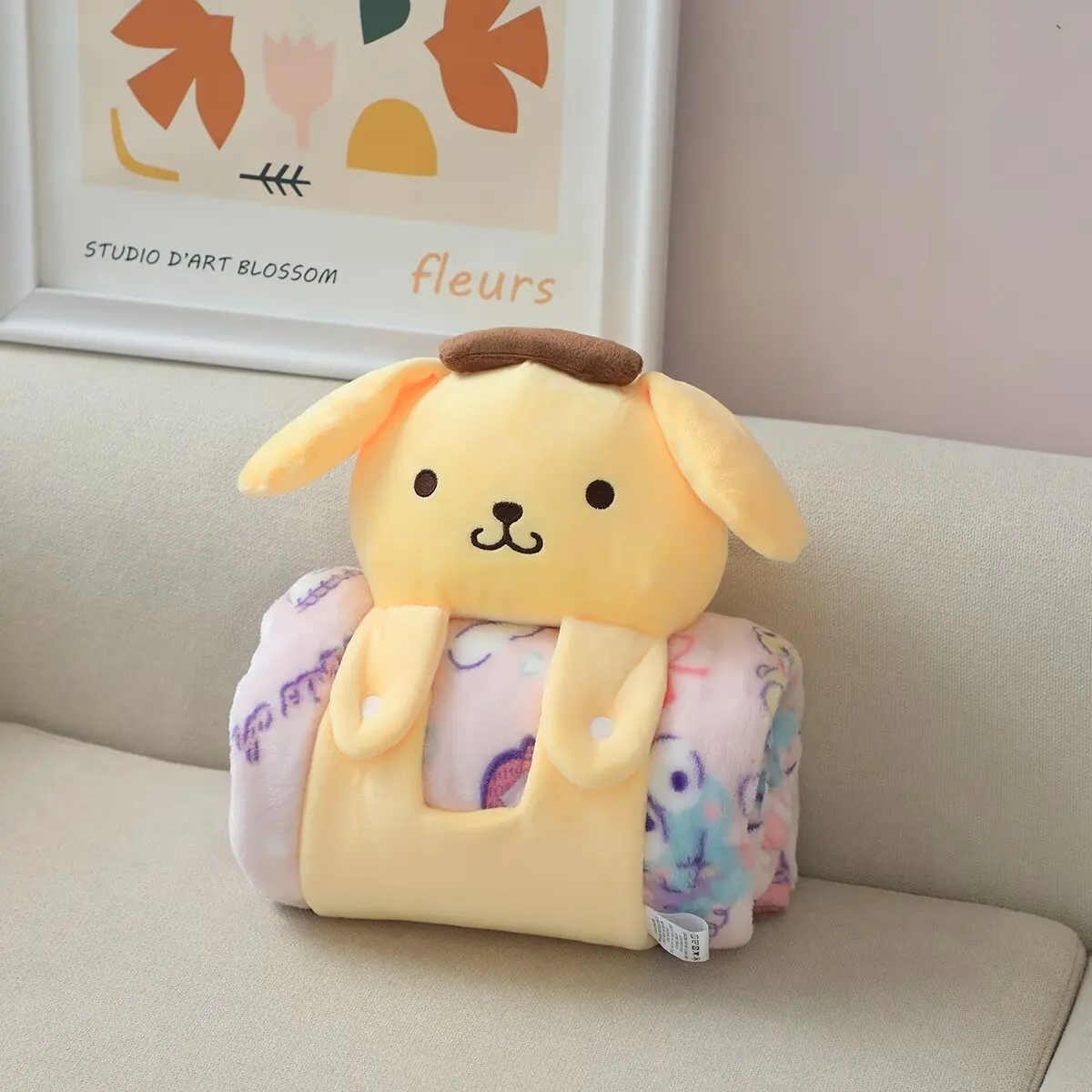 Портативное одеяло Sanrio Kuromi My Melody Hello Kitty для сна Cinnamoroll дорожное Kirby Hangyodon
