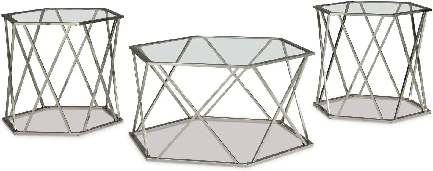 

Современный хромированный набор из 3 предметов для случайных столов, включает журнальный столик и 2 стола, серебряный маленький журнальный столик чайный столик