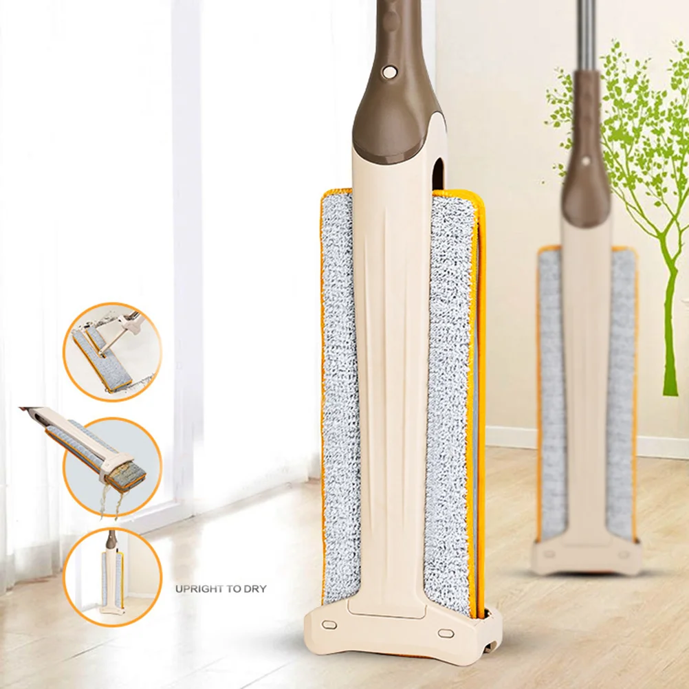 

Floor Mop Double Sided Non Hand Washing Flat Mops Wooden Dust Push Mop Home Cleaning Tools(Khaki)