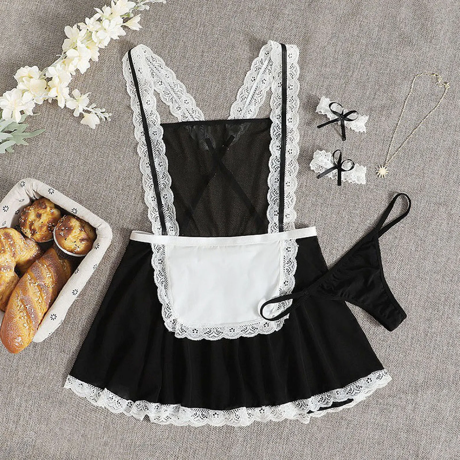 

Women Babydoll Lingerie Sexy Lace Thongs Panty See Through Underwear Set Pajamas for Women Sexy