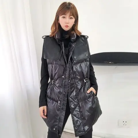 

Женский осенне-зимний длинный однотонный жилет, пальто, женская куртка без рукавов с хлопковой подкладкой, женский свободный плотный теплый жилет, T02, 2022