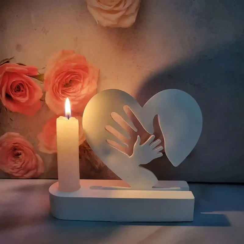 N0HB Силиконовые формы Большие руки в маленьких ручных подсвечниках Жестовые для