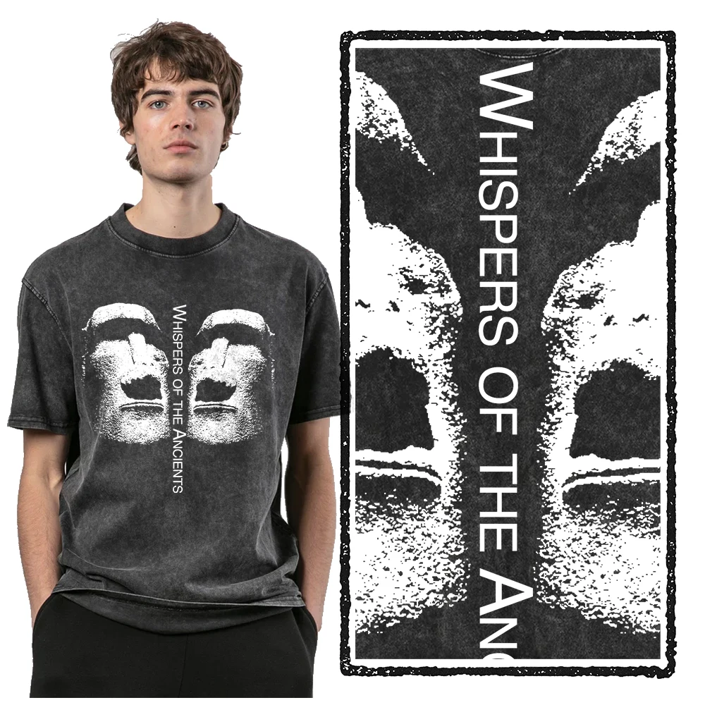 Coolmind U0046 Мужская футболка с принтом статуи Пасхи острова большой размер 100% хлопок