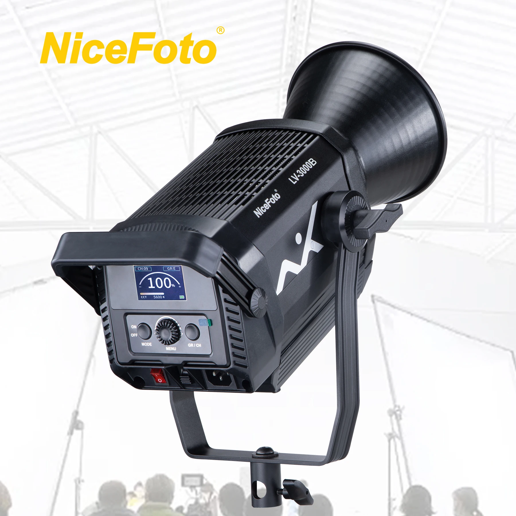 Фото Светодиодные студийные светильники NiceFoto COB 300W для киносъемки и фотосъемки №2