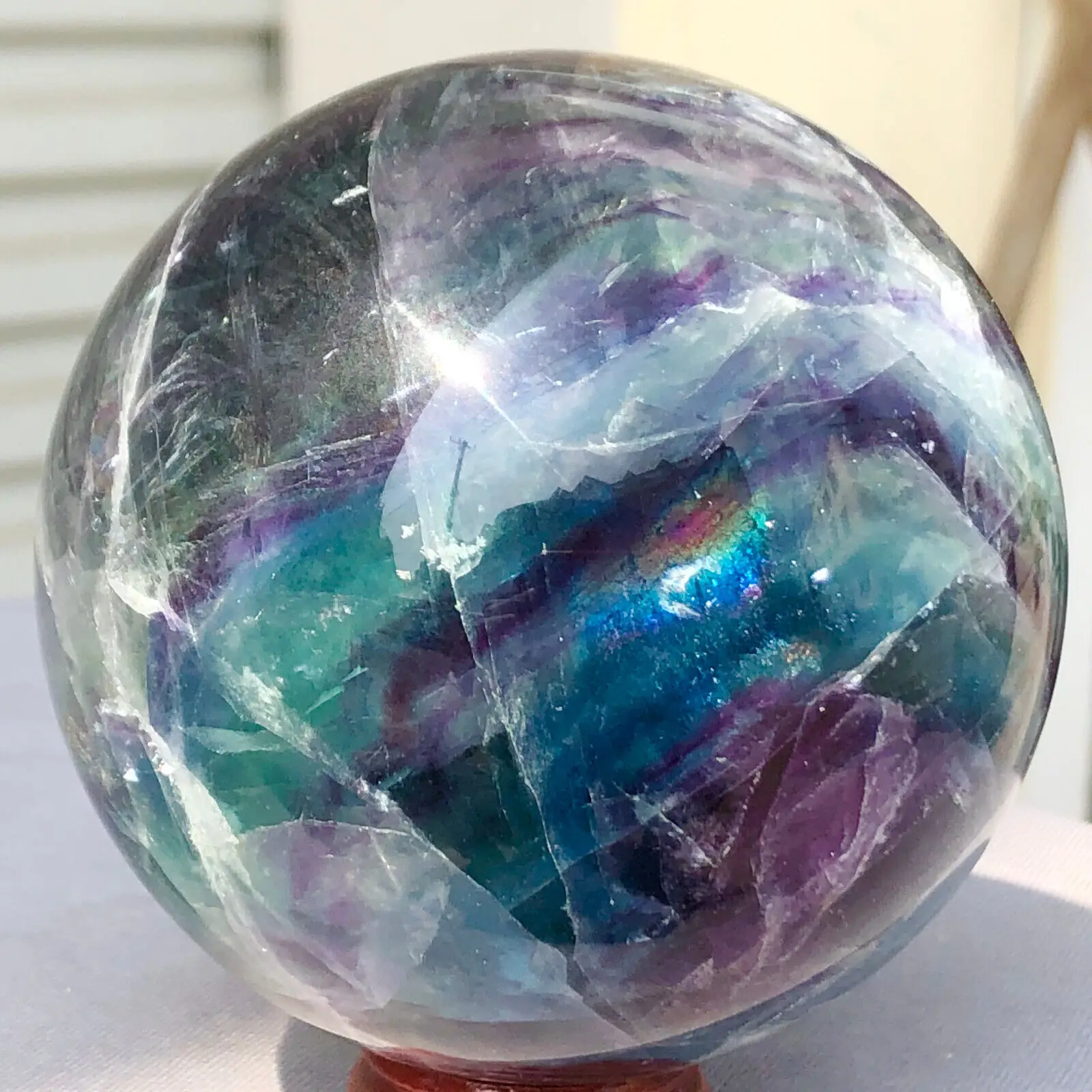 Натуральный флюоритовый шар кварцевый кристалл минеральный флюорит