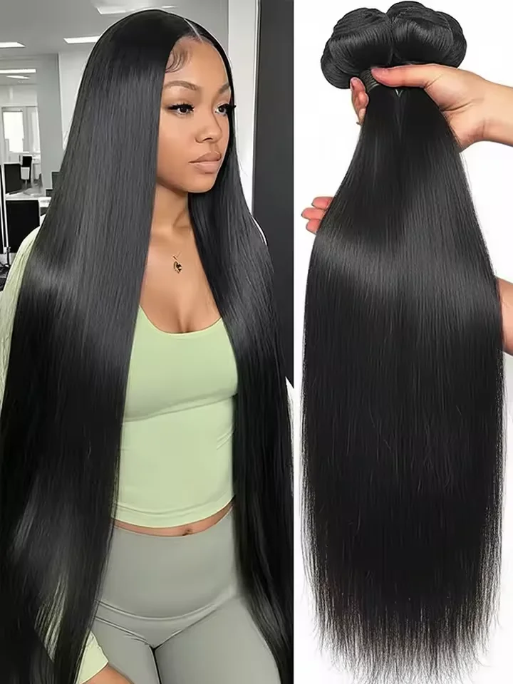 Straight Human Hair Bundles 16A Raw Hair Bundles Human Hair Extensions Natural Black Brazilian Hair Weave Bundles for Women
