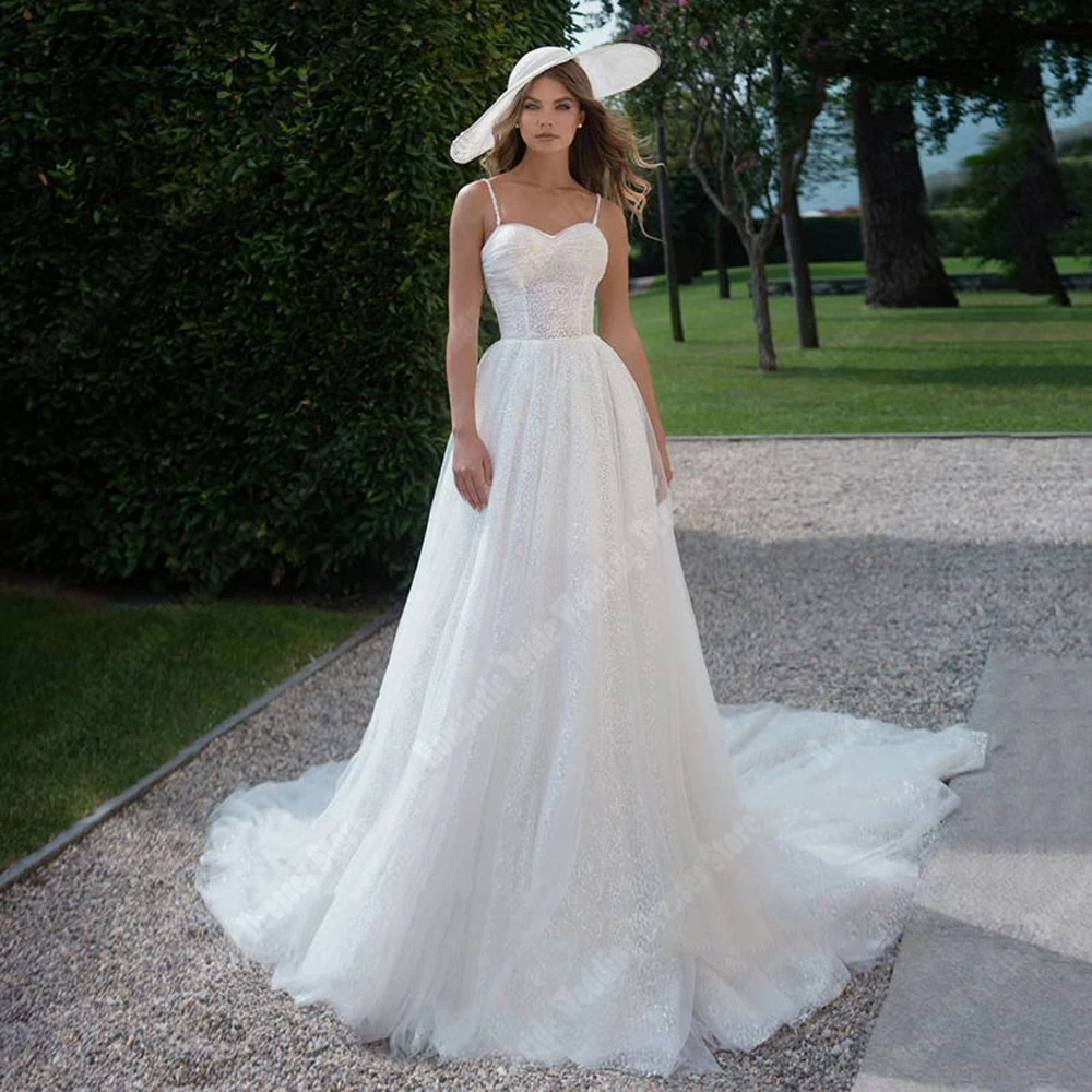 Элегантные женские свадебные платья а-силуэта милые индивидуальные без рукавов