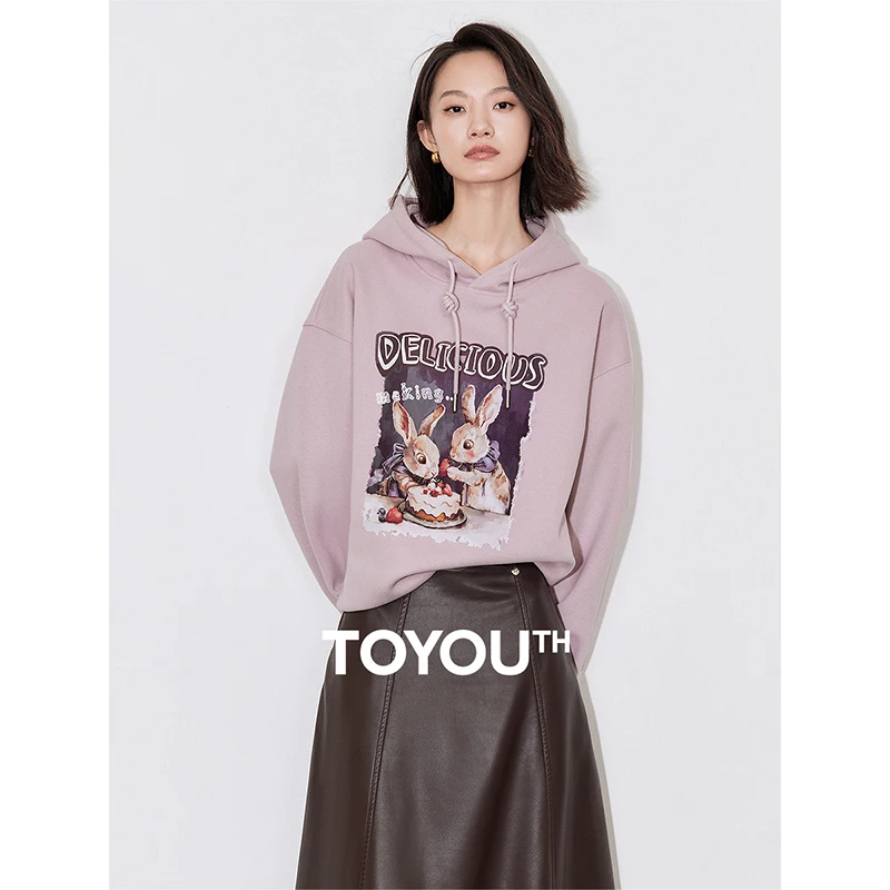 Женская толстовка с капюшоном и принтом кролика