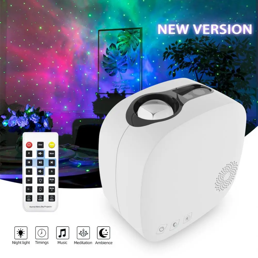 

Star Cloud Projector Plastics Colorful bluetooth-compatible Time Function Music Smart Home Usb Atmosphere Night Light 8w