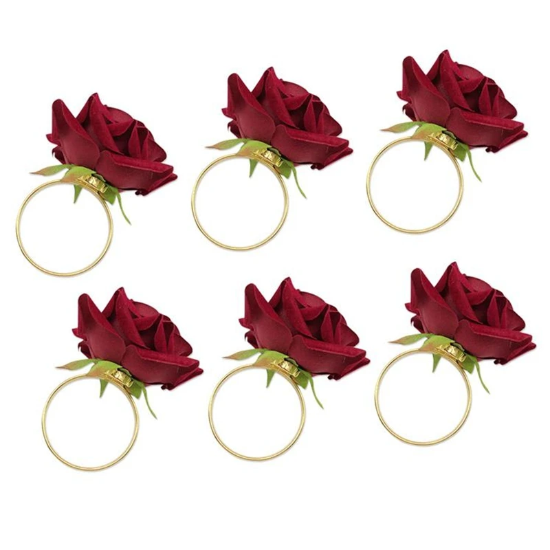

6Pcs/Lot Romantic Napkin Rings Alloy Napkin Buckle Holder for Wedding Receptions Gifts Holiday Decoration