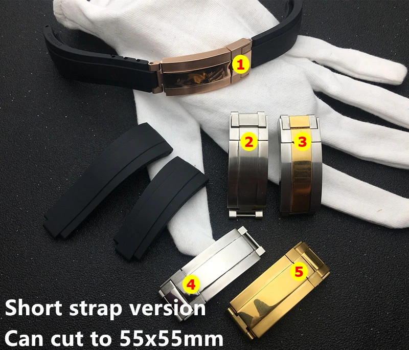 

Black shortest 20mm silicone Rubber Watchband watch band For Role strap Daytona Submariner GMT OYSTERFLEX Bracelet free tool