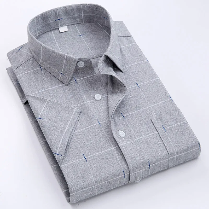 Fashion Men's Short Sleeve Casual Shirt Summer Soft Button Down Collar Classic Style Male Man Plaids Shirts