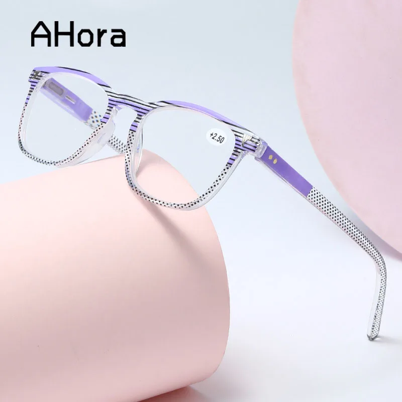 

Очки для чтения Ahora в ретро-стиле для мужчин и женщин, ультралегкие аксессуары для пресбиопии, с квадратными полосками, с блокировкой синего света, 0 + 1,0... + 4,0