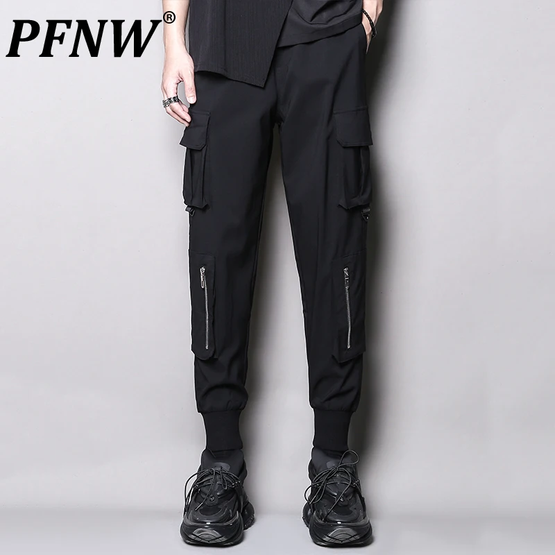 

PFNW Summer New Men's Zipper Functional Techwear Multi Pocket Cargo Pants Casual Loose Harajuku Spliced Fashion Trousers 28A3077