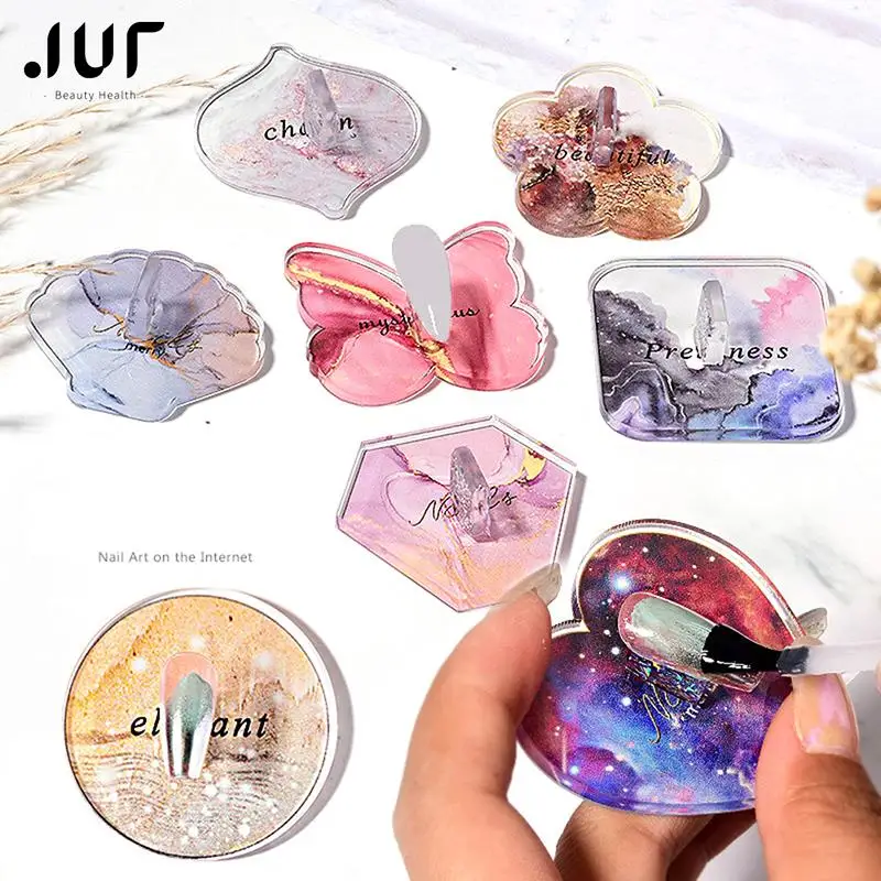 

1pcs 10 Designs Nail Art Plate Round Heart Butterfly Shape Tips Display Showing Stand Board Palette Nail Art Practice Tools