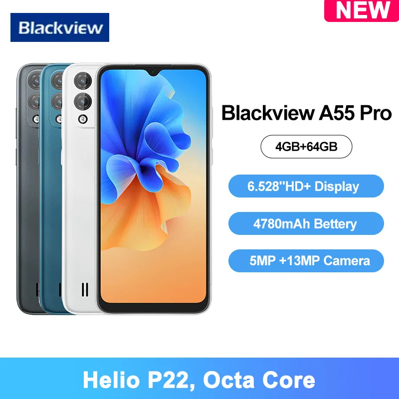 

Blackview A55 Pro смартфон, 4 Гб 64 ГБ, Восьмиядерный, экран 6,528 дюймов