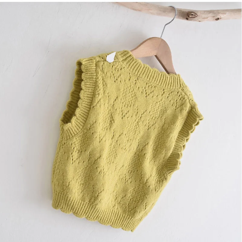 Детская верхняя одежда жилеты детская детские кардиганы вязаный кружевной жилет