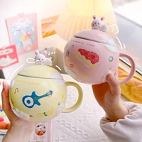 cute foods mugs coffee cups kawaii ceramic cups with lid spoon home office tea beer water breakfast cup drinkware birthday gift