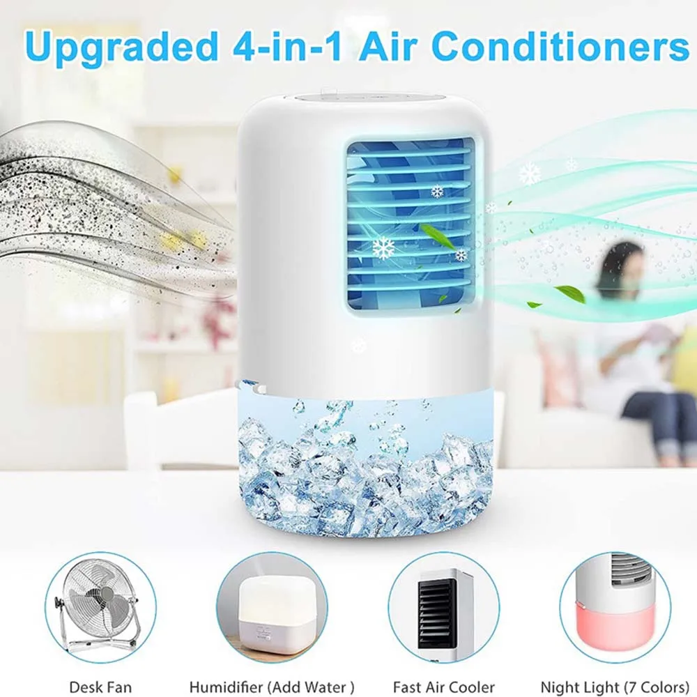 Portable 4 in 1 Air Conditioner Air Cooler Fan Water Cooling Fan Air Conditioning Humidifier Purifier For Room Office