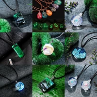chic transparent resin moon dried flower pendant necklace men blue sky white clouds glow in the dark necklace jewelry for women