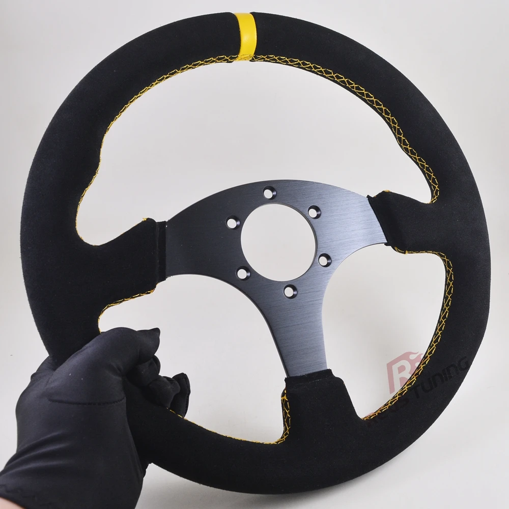 Универсальный 330 мм 13 дюймов замшевый кожаный плоский красный/желтый автомобиль