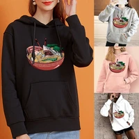 2022 fashion new printing instant noodle shark hoodie autumn and winter couple harajuku trend men and women loose shirt
