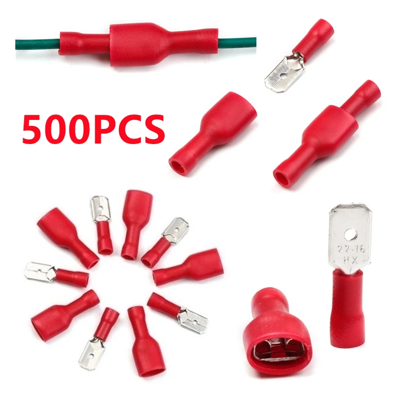 

500/100 шт., коннекторы для кабелей, 22-18 AWG