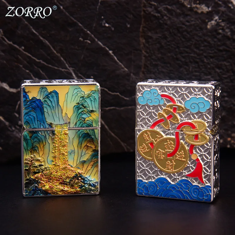 Фото Зажигалка для топливного масла ZORRO, персонализированная модная игровая Xiangyun Pixiu Tiger, ночник, броня, ветрозащитная, высококачественная зажигалка, аксессуары №4
