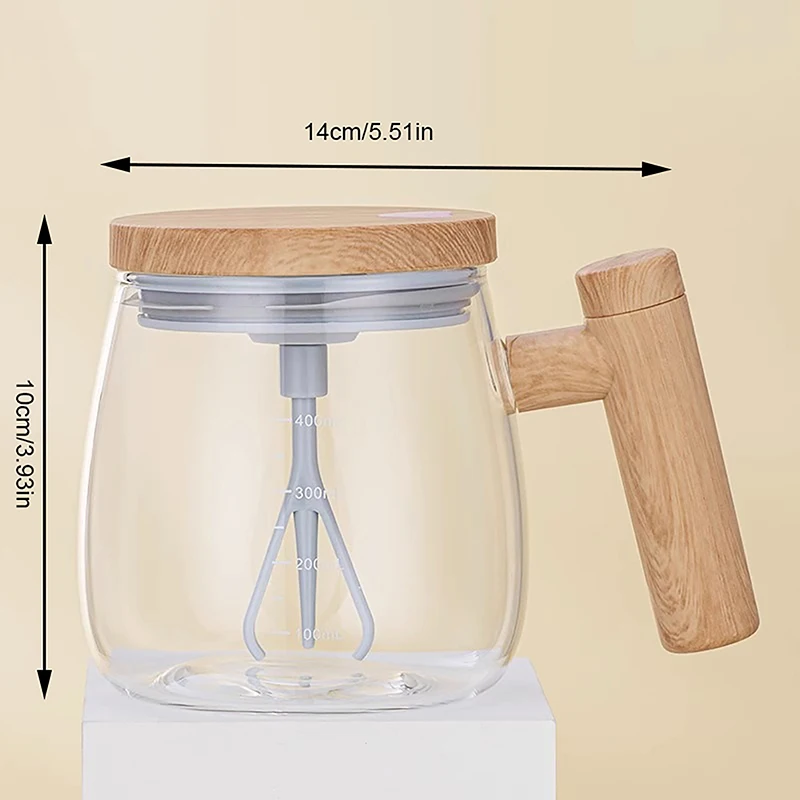 Кофейная чашка с автоматической вспенивающейся ручкой и деревянной 400 мл