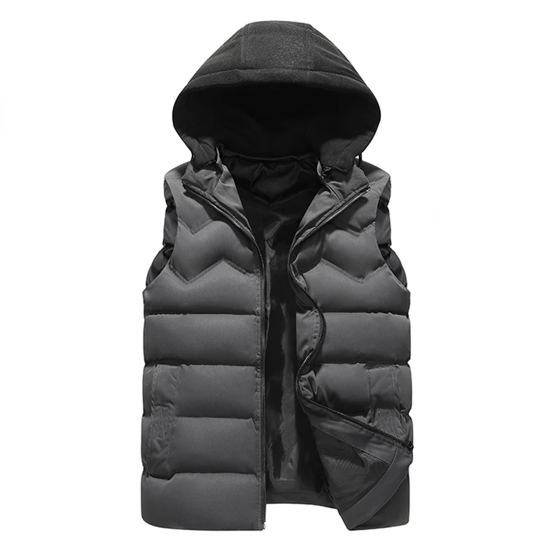 

Мужской жилет с капюшоном, на молнии, с хлопковой подкладкой