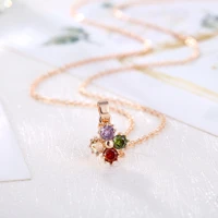grier copper zircon rainbow necklace colorful rhinestone pendant chain necklace charm christmas birthday party jewelry gift