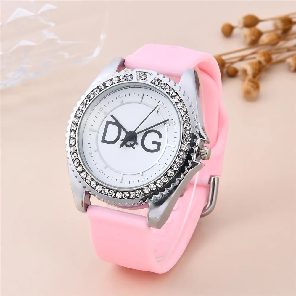 Women's Fashion Diamond Top DQG Luxury Brand Watches Casual Sport Watch For Women Ladies Silicone Quartz WristWatch Montre Femme