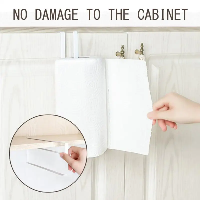 

Kitchen Towel Paper Holder Rack Hanging Bathroom Toilet Roll Paper Hook Rack Cabinet Door Paper Stand Holders Storage Organizer