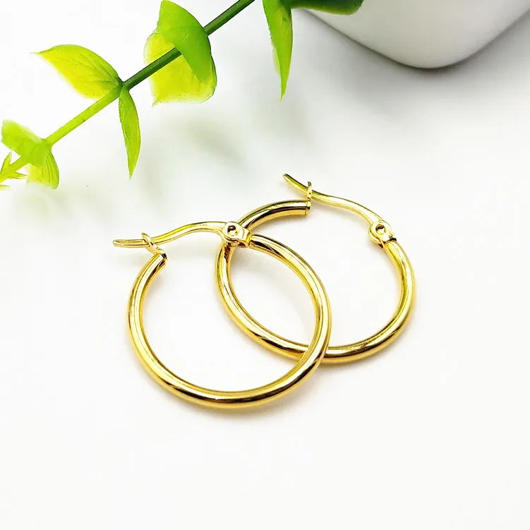 Seasha 5pairs 14-34mm 304 Stainless Steel Golden Plated Jewelry Earrings Hook Hoop Ear Component Accessories