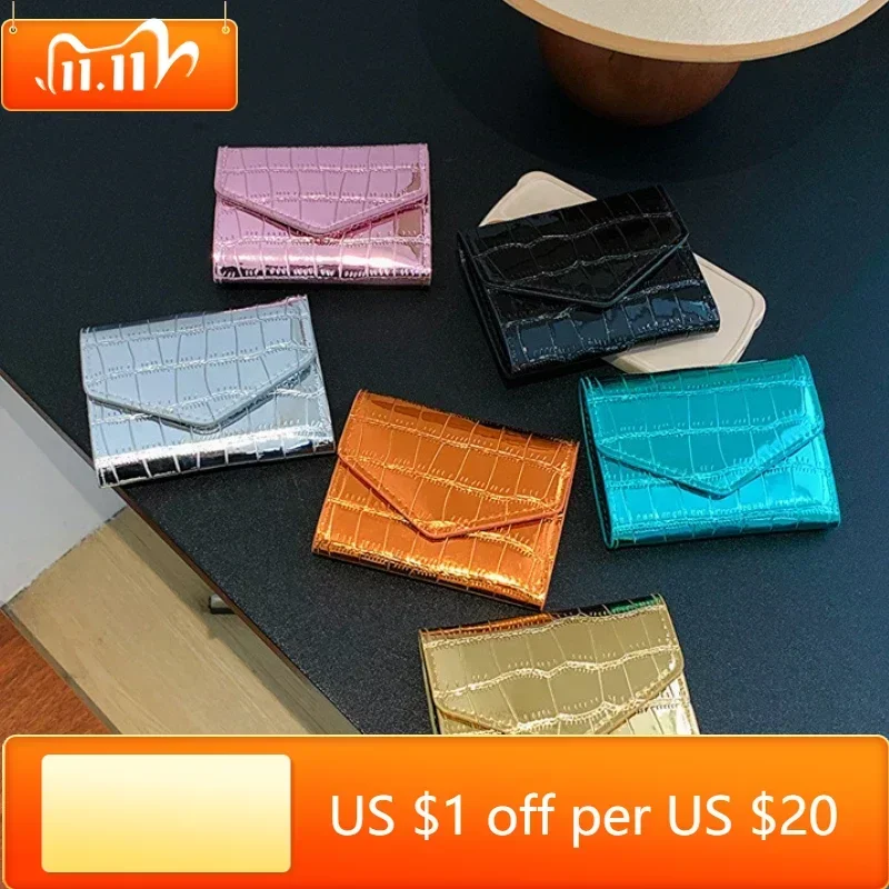 

Короткий кошелек для женщин, многофункциональный бумажник с несколькими кармашками для карт, модный простой Дамский мини-кошелек тройного сложения с коротким зажимом