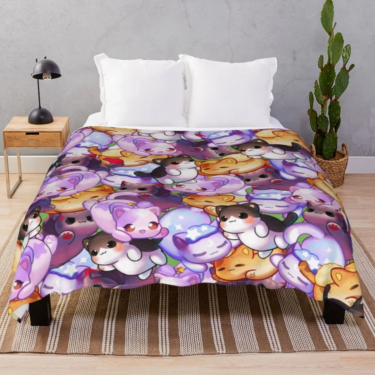 

Aphmau Meow Plushies Anime Cats Blankets Fleece Spring/Autumn Comfortable Throw Blanket for Bedding Home Couch Travel Cinema