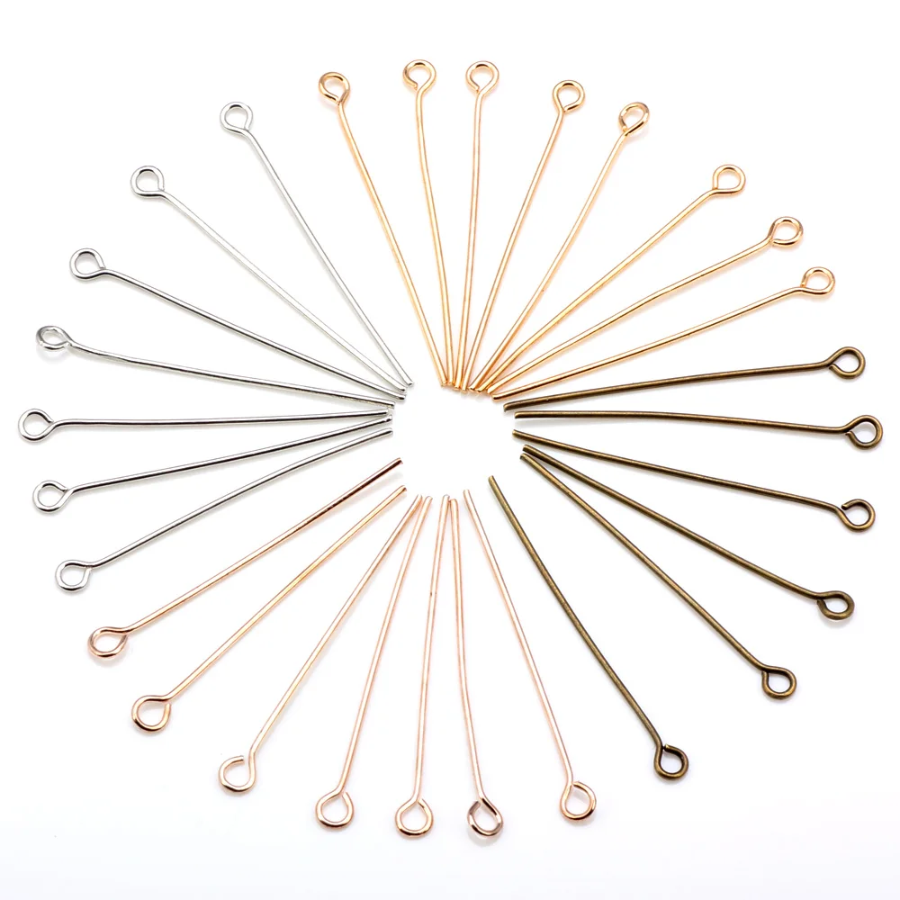 200pcs/Lot  35/50mm 4 Colors Plated Eye Head Pins Classic Needles Beads For Jewelry Findings Making DIY Earring Supplies
