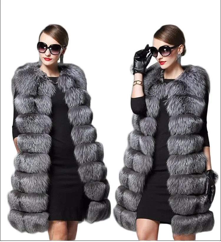 

Imitation Fur Vest Women's Autumn/winter Long 2023 New Stitched Fox Fur Vest Sleeveless Fur Coat