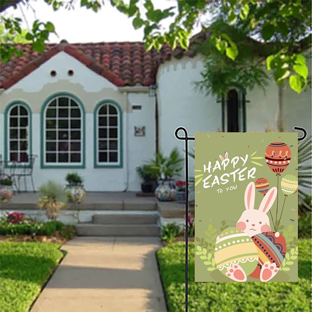 

Outdoor Road Easter Double-sided Garden Flags Party Decoration Supplies Garden Hanging Flags Greeting Spring Garden Flags