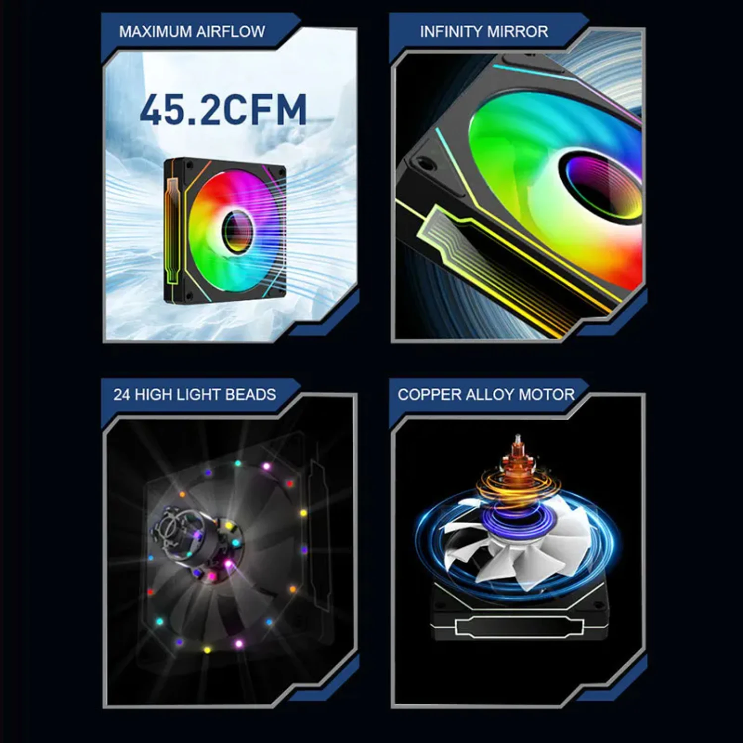 UF-1 PRISM 4 PRO Вентилятор для корпуса компьютера 12 см ARGB 4-контактный ШИМ Тихий
