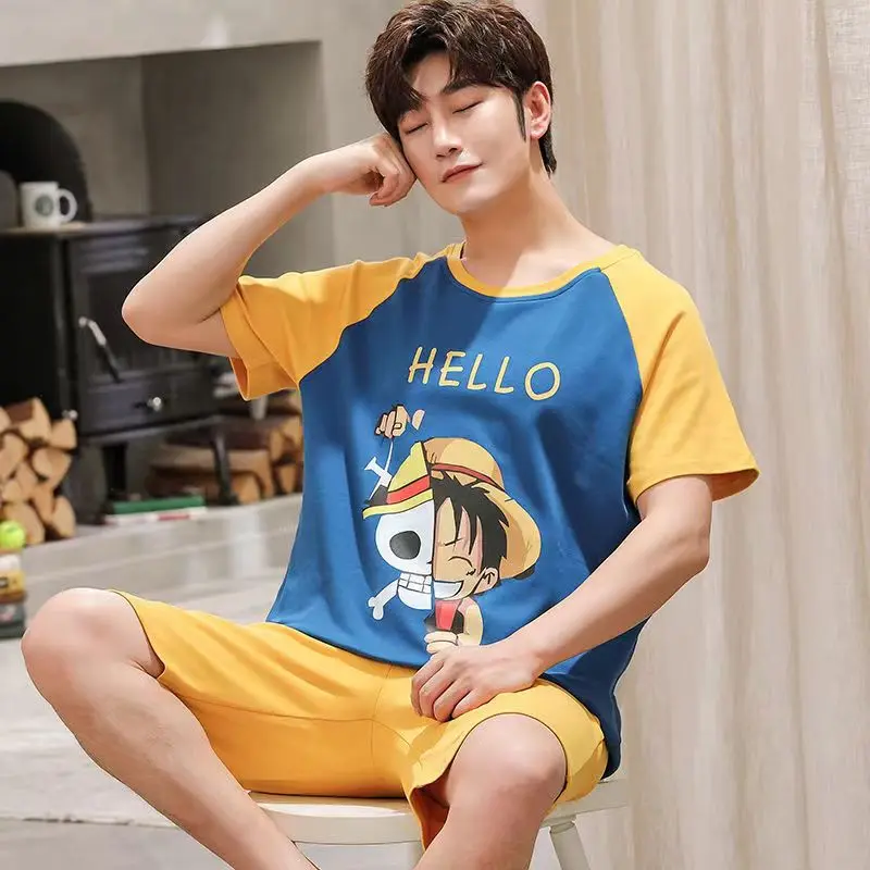 Women Summer Night Dress Japan Anime Nightgowns Couple Family Matching Pajamas for Men O Neck Home Clothing Party Cozy 3XL