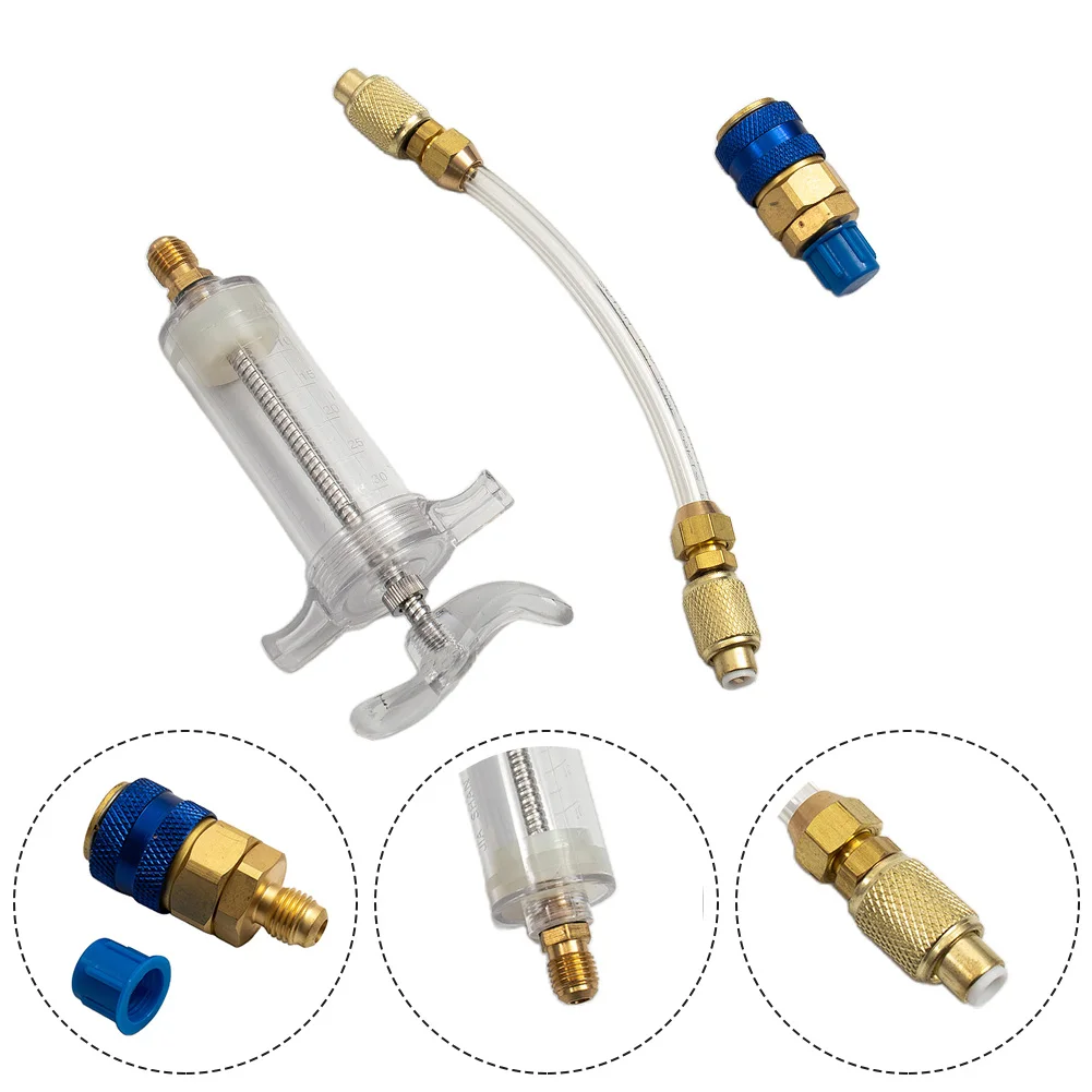 

Совместимый с R134a 30 мл масляный инжектор с низким боковым быстроразъемным переключателем для систем HVAC, профессиональный инструмент для подключения SAE 1/4 дюйма