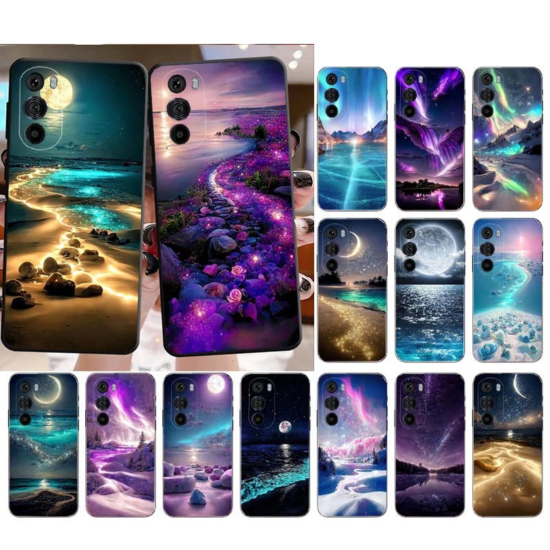 

Night Sky Moon Aesthetic Phone Case for Moto E22i E22 E32 E40 E20 Edge X30 20 Lite 20Pro 30 Neo Ultra Fusion E7Power E7 E6 Plus