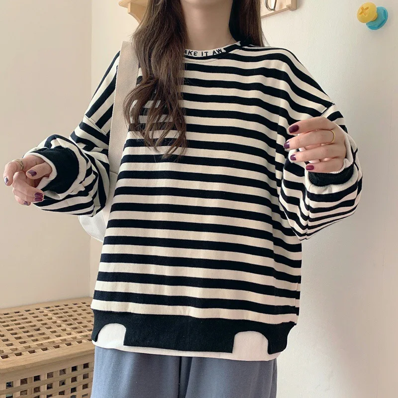 

korean hoodies women harajuku stripe thin Sweatshirt Long Sleeve oversized hoodie black Streetwear goth y2k Tops female clothing