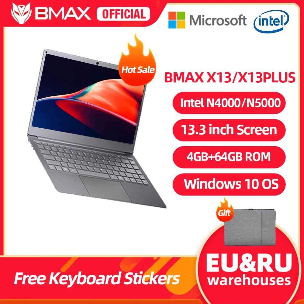 

Ноутбук BMAX X13 Plus, 13,3 дюйма, процессор Intel 4000 5000, двухъядерный, Windows 10, ноутбук 1920*1080, 4 Гб ОЗУ, 64 ГБ, двойной Wi-Fi геймпад