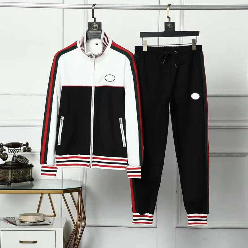 

2022 European and American men's Roman cotton new casual sports suit high-quality long-sleeved trousers two-piece set