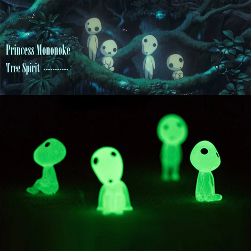 

10/5pcs Princess Mononoke Mini Luminous Tree Elves Hayao Miyazaki Micro Landscape Cute Resin Decoration Cartoon Toy Gifts