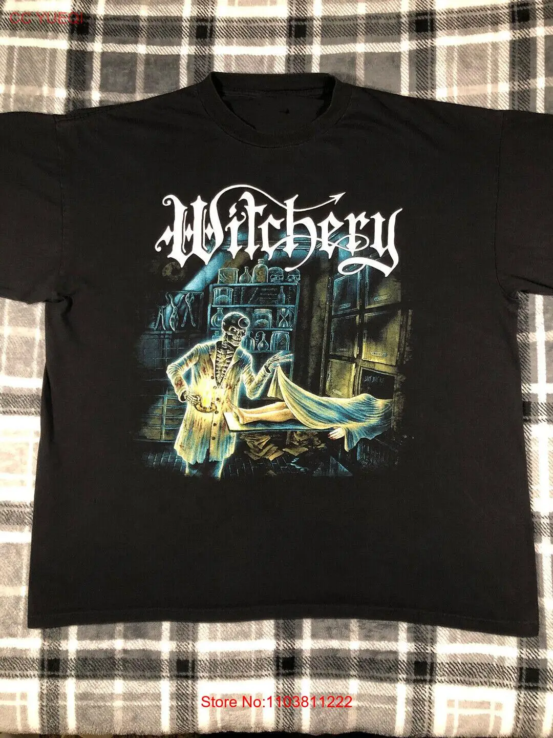 Популярная и готовая хлопковая черная рубашка унисекс Vtg Witchery Band Dead