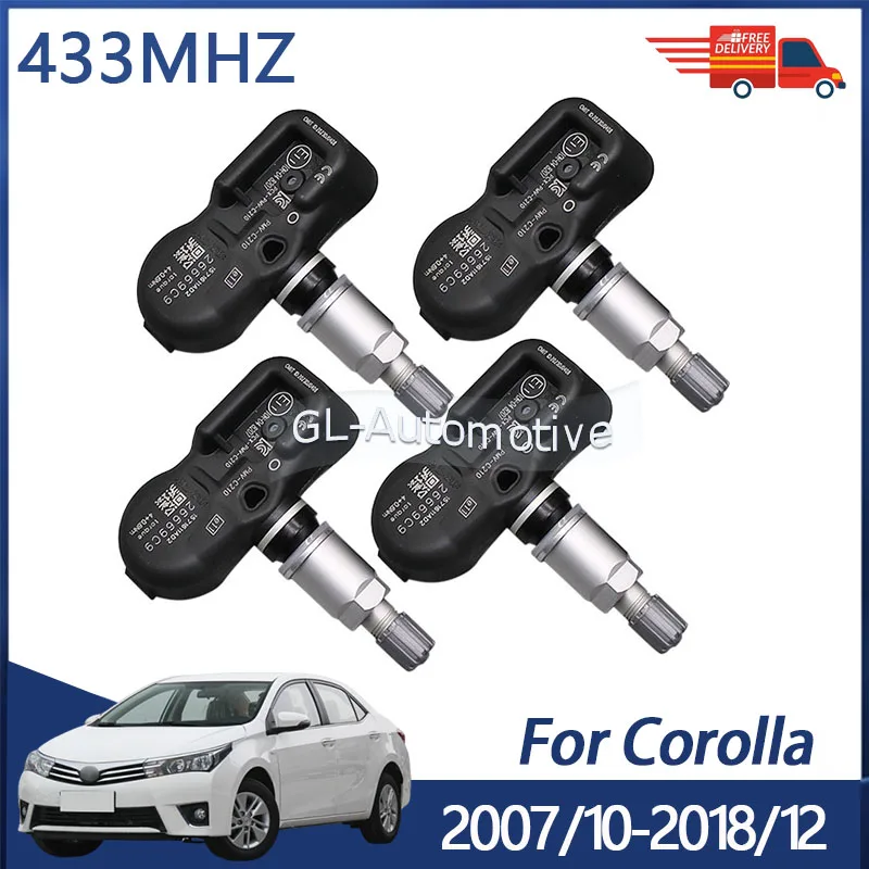 

4 шт. PMV-C210 для Toyota Corolla 2007-2018 датчик TPMS датчик контроля давления в шинах 42607-02030 42607-02031 433 МГц